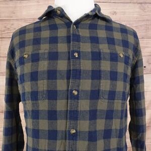 Sonoma Flannel Shirt Mens Large Blue Green Plaid Button Up Long Sleeve -W1